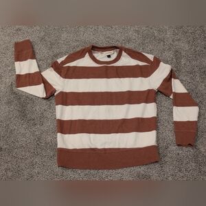 Universal Thread Womens Brown and White Striped Pullover Soft Sweatshirt Size XS